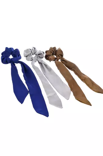 Women multicolored set of 3 scarf hair scrunchies ponytail holders