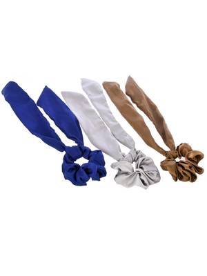 Women multicolored set of 3 scarf hair scrunchies ponytail holders 4