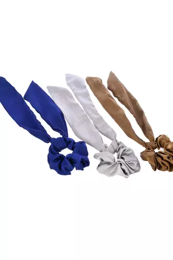 Women multicolored set of 3 scarf hair scrunchies ponytail holders