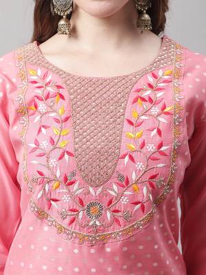  women kurta and trouser dupatta set chanderi modal butti 3