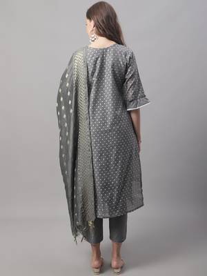  women kurta and trouser dupatta set chanderi modal butti 2