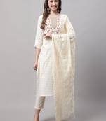  women kurta and trouser dupatta set chanderi modal butti