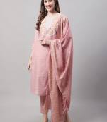  women kurta and trouser dupatta set chanderi modal butti