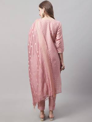 women kurta and trouser dupatta set chanderi modal butti 2