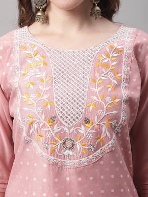  women kurta and trouser dupatta set chanderi modal butti 3