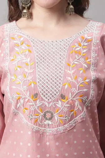  women kurta and trouser dupatta set chanderi modal butti
