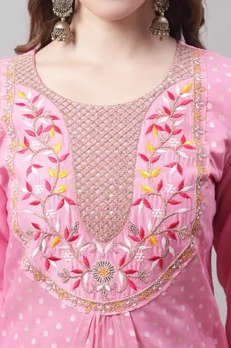  women kurta and trouser dupatta set chanderi modal butti