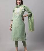  women kurta and trouser dupatta set chanderi modal butti