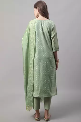  women kurta and trouser dupatta set chanderi modal butti