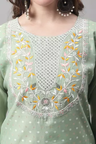  women kurta and trouser dupatta set chanderi modal butti