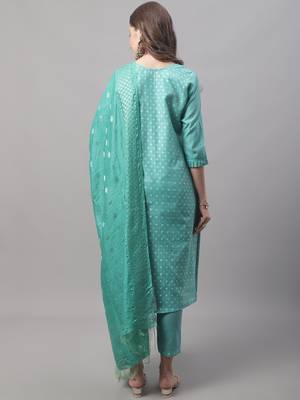 women kurta and trouser dupatta set chanderi modal butti 2