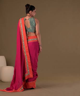 Fuchsia Pink Dolla Silk Classic Saree Set 5