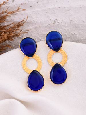 Blue stone gold plated earring 1