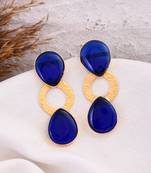 Blue stone gold plated earring