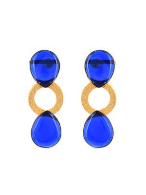 Blue stone gold plated earring 3