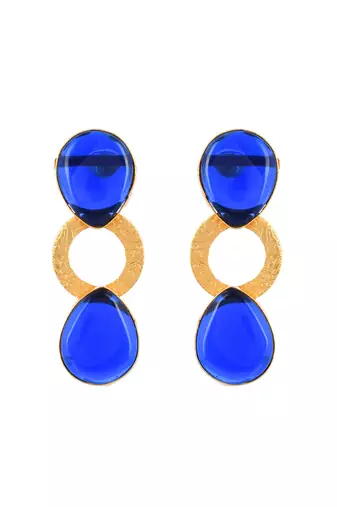 Blue stone gold plated earring