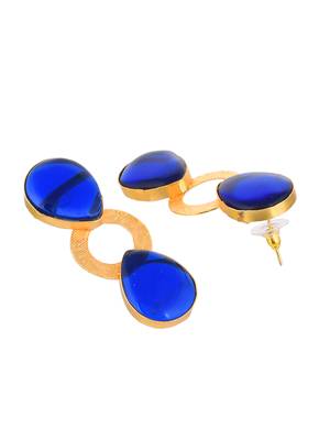 Blue stone gold plated earring 4