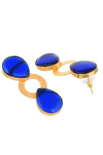 Blue stone gold plated earring