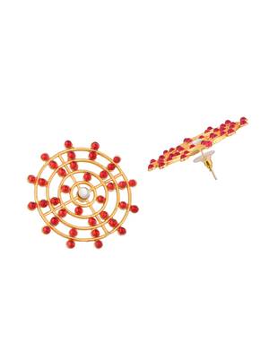 Gold plated red stone drop earring 4