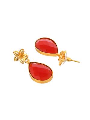 Glod plated red stone drop earring 4