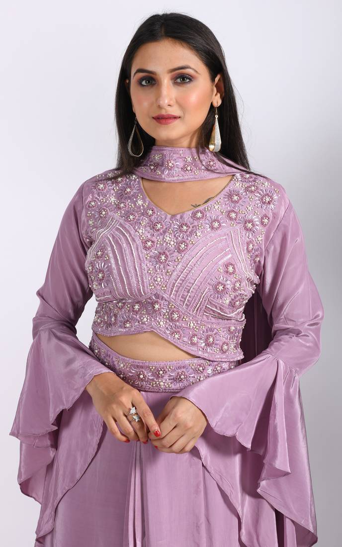 CROP TOP WITH DUPATTA AND HAND EMBOIDERY