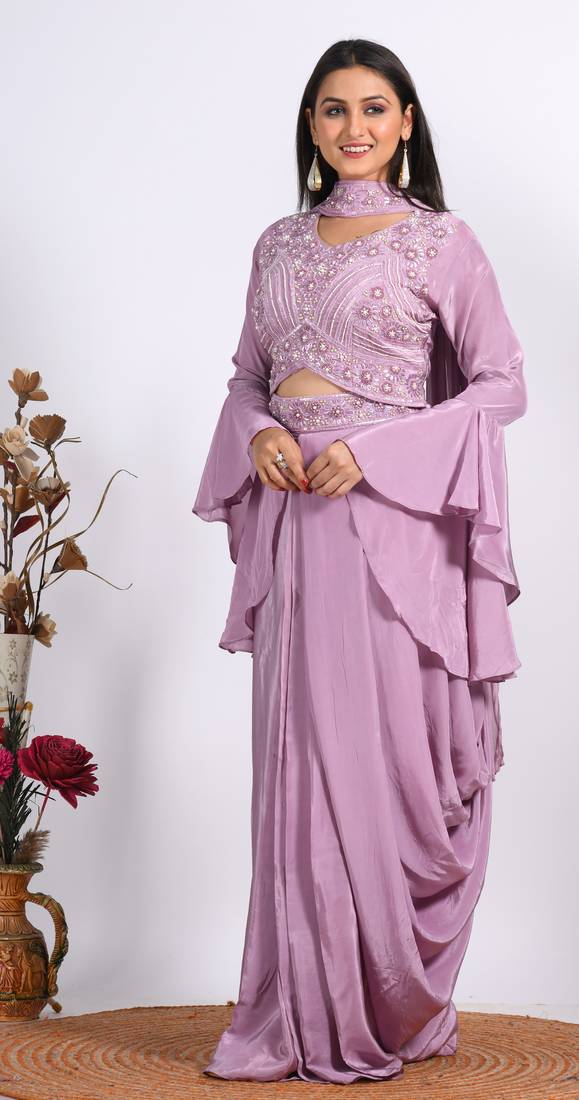 CROP TOP WITH DUPATTA AND HAND EMBOIDERY