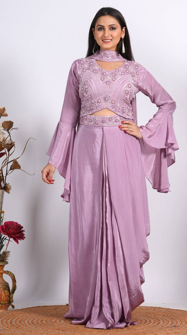 CROP TOP WITH DUPATTA AND HAND EMBOIDERY