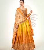 Yellow  Silk  Semi Stitched Lehenga and Unstitch Blouse with Dupatta (Set of 3)