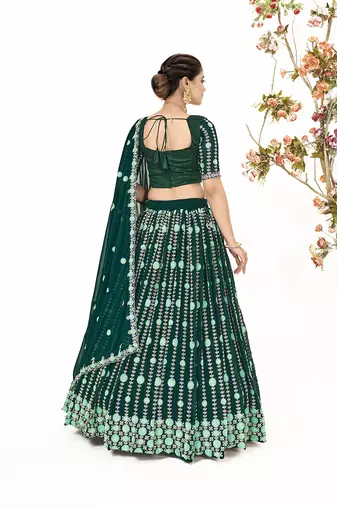 Green Georgette  Semi Stitched Lehenga and Unstitch Blouse with Dupatta