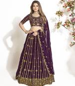 Wine Georgette  Semi Stitched Lehenga and Unstitch Blouse with Dupatta