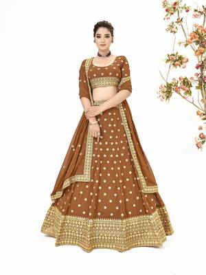 Mustard Georgette  Semi Stitched Lehenga and Unstitch Blouse with Dupatta 1