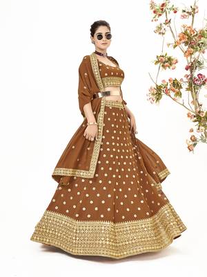 Mustard Georgette  Semi Stitched Lehenga and Unstitch Blouse with Dupatta 2