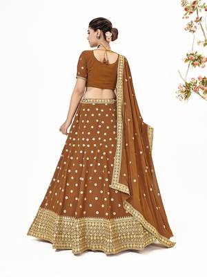 Mustard Georgette  Semi Stitched Lehenga and Unstitch Blouse with Dupatta 4