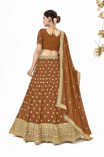 Mustard Georgette  Semi Stitched Lehenga and Unstitch Blouse with Dupatta
