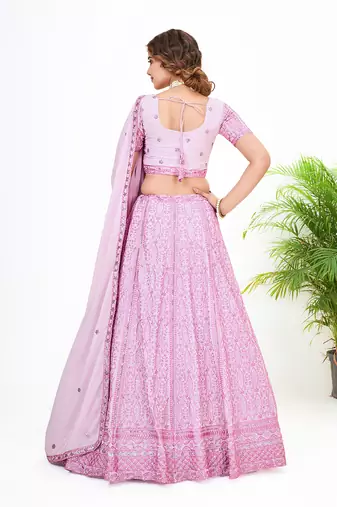 Onion Pink Georgette  Semi Stitched Lehenga and Unstitch Blouse with Dupatta