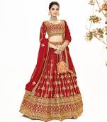 Red Georgette  Semi Stitched Lehenga and Unstitch Blouse with Dupatta