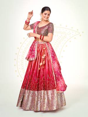 Rasberry Pink Silk  Semi Stitched Lehenga and Unstitch Blouse with Dupatta 2