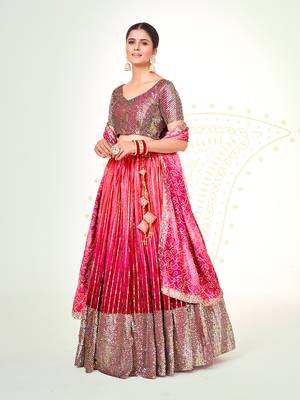Rasberry Pink Silk  Semi Stitched Lehenga and Unstitch Blouse with Dupatta 3