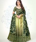 Green & Yellow Silk  Semi Stitched Lehenga and Unstitch Blouse with Dupatta