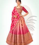 Pink & Peach Silk  Semi Stitched Lehenga and Unstitch Blouse with Dupatta