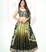 Green & Olive Silk  Semi Stitched Lehenga and Unstitch Blouse with Dupatta