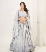 Grey Georgette  Semi Stitched Lehenga and Unstitch Blouse with Dupatta