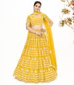 Yellow Georgette  Semi Stitched Lehenga and Unstitch Blouse with Dupatta