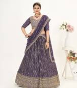 Lavender Georgette  Semi Stitched Lehenga and Unstitch Blouse with Dupatta