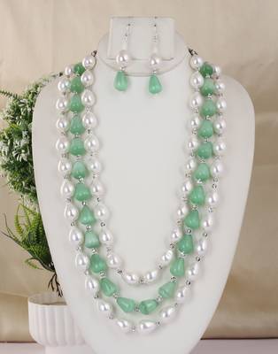 Semi precious beads n shell pearls necklace set 1