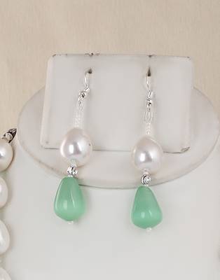 Semi precious beads n shell pearls necklace set 2