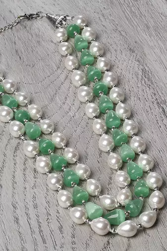 Semi precious beads n shell pearls necklace set
