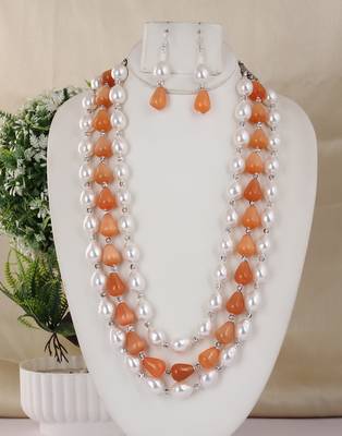 Semi precious beads n shell pearls necklace set 1