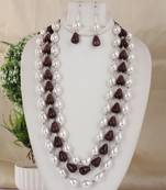 Semi precious beads n shell pearls necklace set