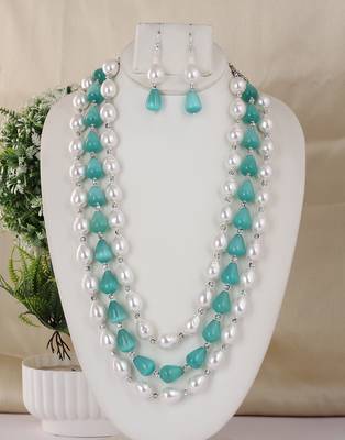 Semi precious beads n shell pearls necklace set 1
